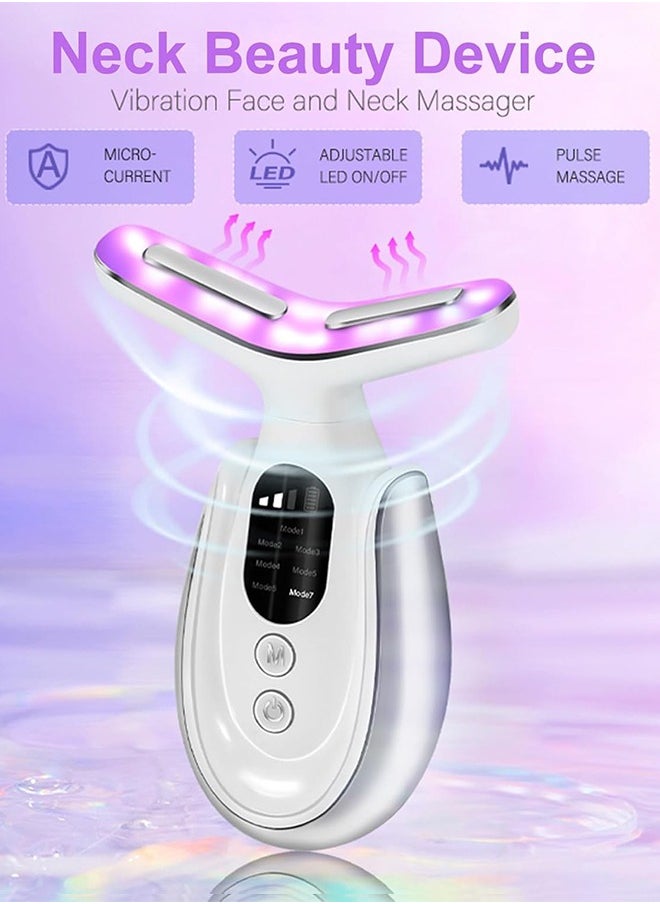 Neck Beauty Device, 7 Modes Microcurrent Face Lift Device, with Vibration, 45±5°C Heating Function, Anti-Wrinkle Face Device for Skin Care,Smoothing Wrinkles,Firming Skin and Neck Lifting
