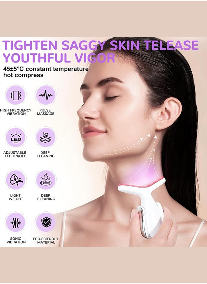 Neck Beauty Device, 7 Modes Microcurrent Face Lift Device, with Vibration, 45±5°C Heating Function, Anti-Wrinkle Face Device for Skin Care,Smoothing Wrinkles,Firming Skin and Neck Lifting