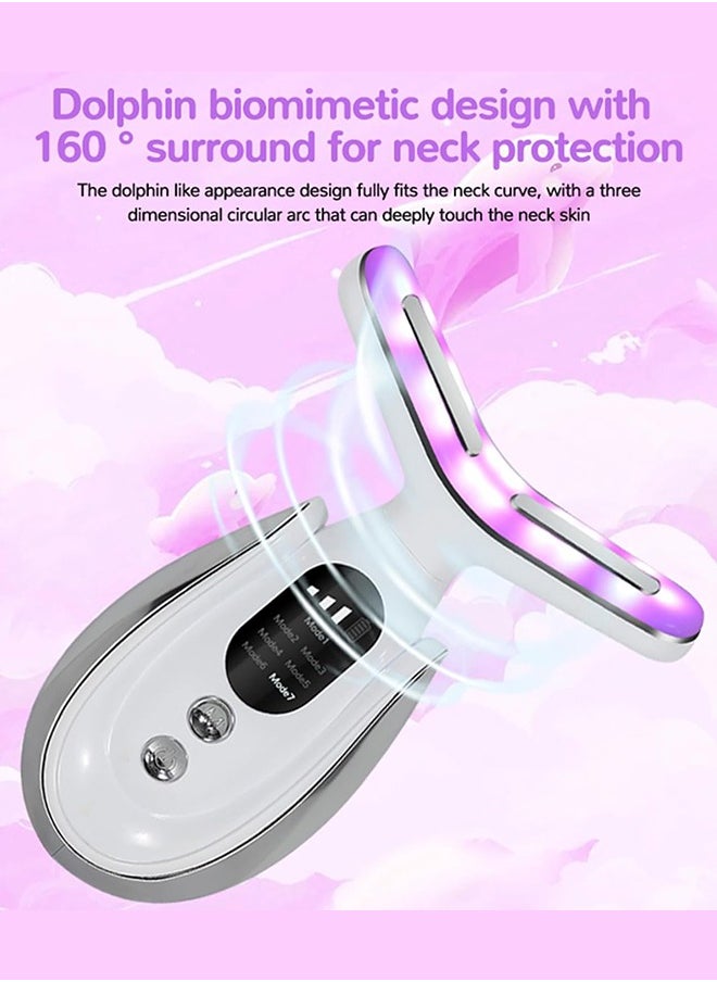 Neck Beauty Device, 7 Modes Microcurrent Face Lift Device, with Vibration, 45±5°C Heating Function, Anti-Wrinkle Face Device for Skin Care,Smoothing Wrinkles,Firming Skin and Neck Lifting