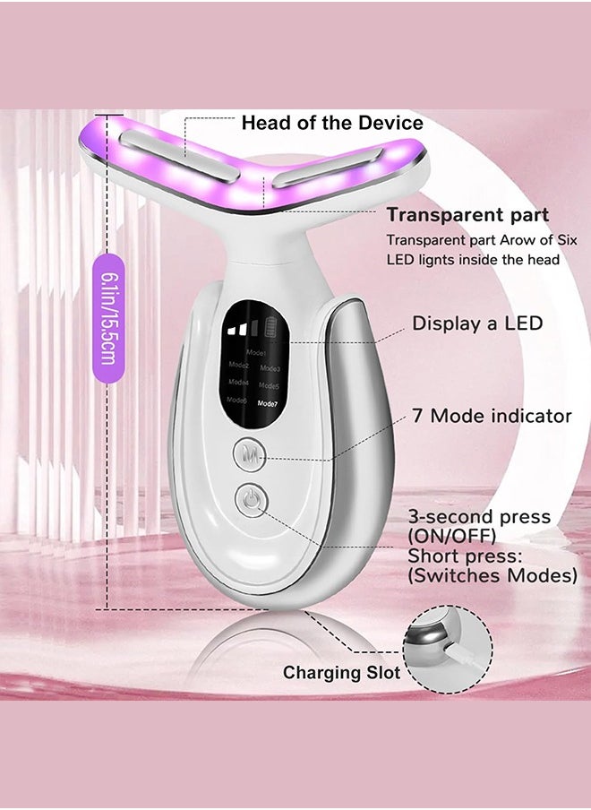 Neck Beauty Device, 7 Modes Microcurrent Face Lift Device, with Vibration, 45±5°C Heating Function, Anti-Wrinkle Face Device for Skin Care,Smoothing Wrinkles,Firming Skin and Neck Lifting
