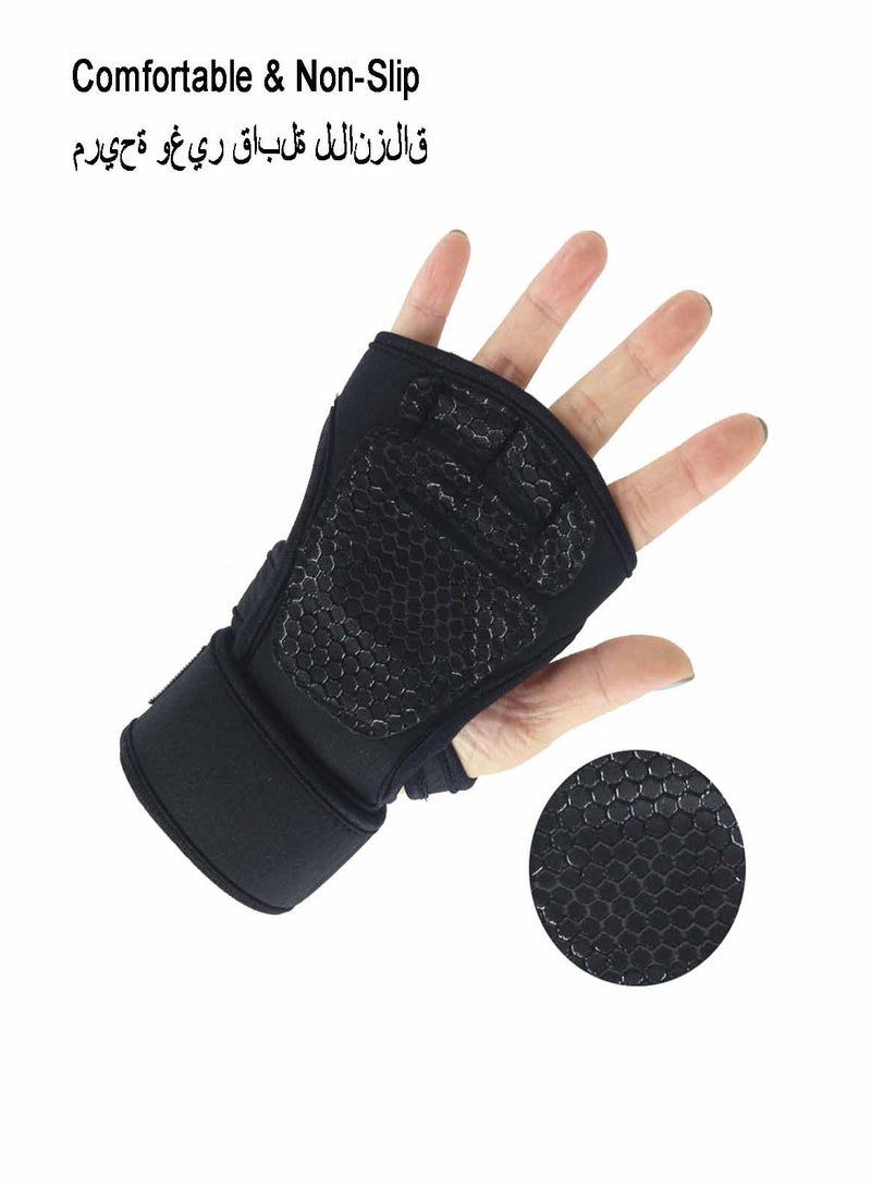 Cross Training Gloves with Wrist Support, Men Women Anti-Slip Weightlifting Workout Sprot Gloves, Black (L) - Image 2
