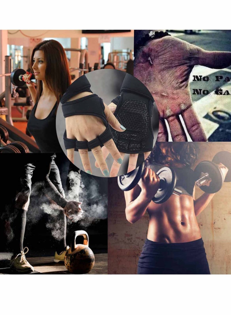 Cross Training Gloves with Wrist Support, Men Women Anti-Slip Weightlifting Workout Sprot Gloves, Black (L) - Image 3