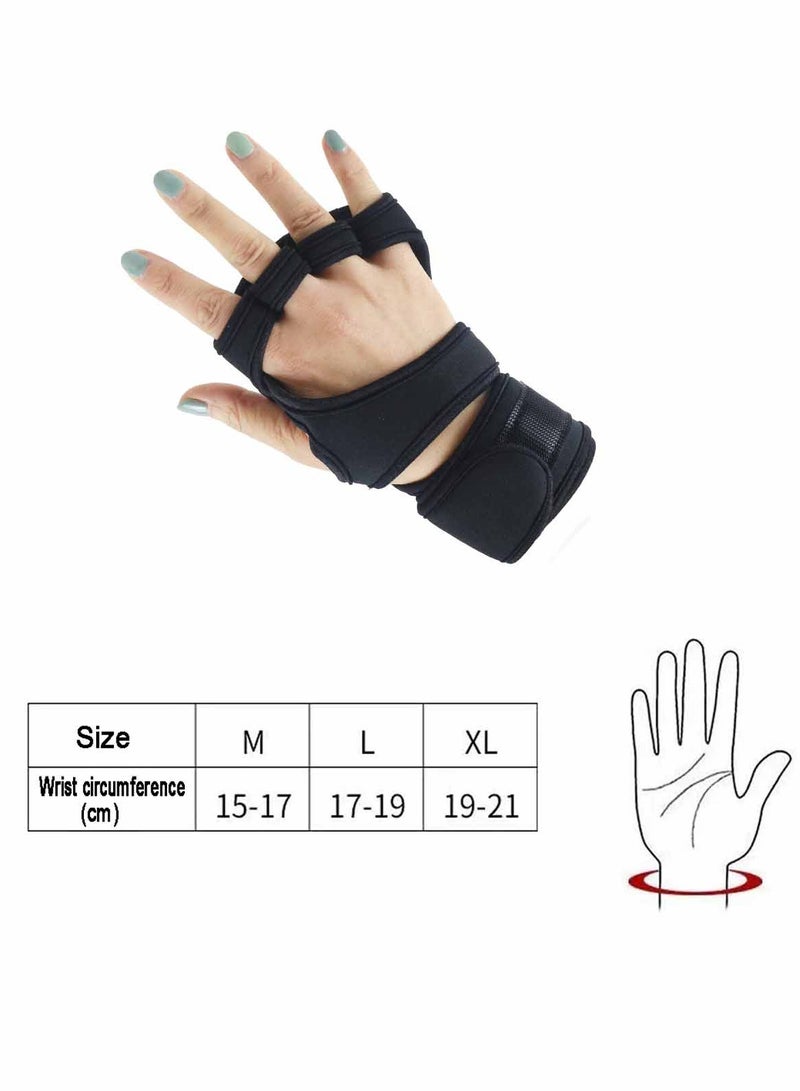 Cross Training Gloves with Wrist Support, Men Women Anti-Slip Weightlifting Workout Sprot Gloves, Black (L) - Image 4
