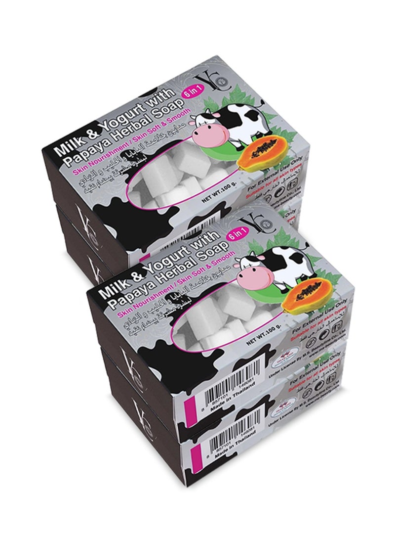 واي سي صابون عشبي بالزبادي والبابايا (6 في 1) 100 جم - 4 قطعة