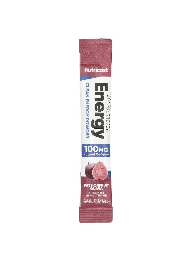 Nutricost - Nutricost, Energy, Clean Energy Powder, Passionfruit Guava, 20 Stick Packs, 0.18 oz (5 g) Each - Image 1