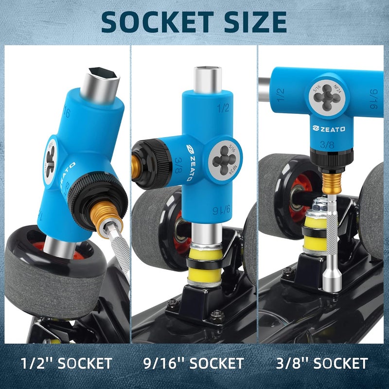 Zeato All-in-One Skate Tools Multi-Function Portable Skateboard T Tool Accessory with T-Type Allen Key and L-Type Phillips Head Wrench Screwdriver - Image 4