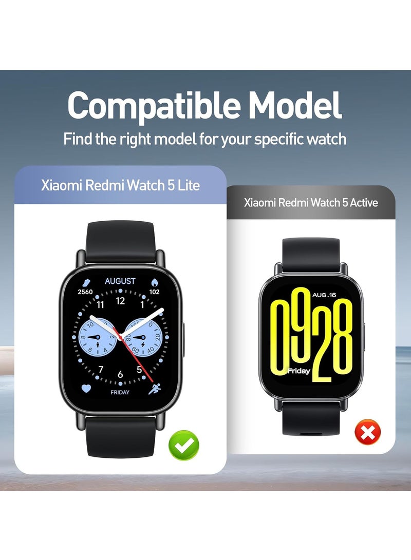 Case Compatible with Redmi Watch 5 Lite,All-Round Shockproof Hard PC Protective Case with Screen Protector,Black - Image 2