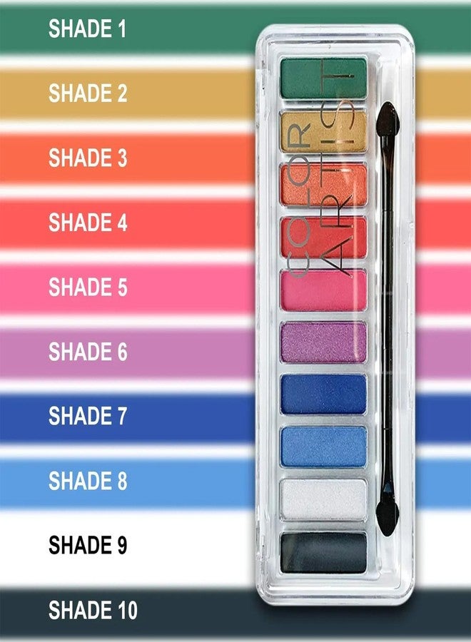 CVB ESS-102 10 Colours Eyeshadow Palette 15g | Long-Lasting, Glimmering & Sultry Shades for Bold and Subtle Eye Makeup Looks (Palette 01) - Image 2
