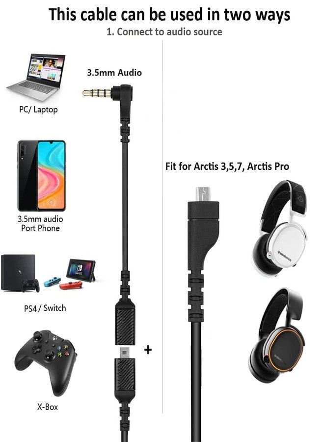 LecLooc Replacement for Arctis Headset Cord, Replacement Audio Cord Compatible with Arctis 3, Arctis 5, Arctis 7, Arctis Pro Wireless, Sound Card ChatMix, Arctis Pro Gaming Headset - Image 2
