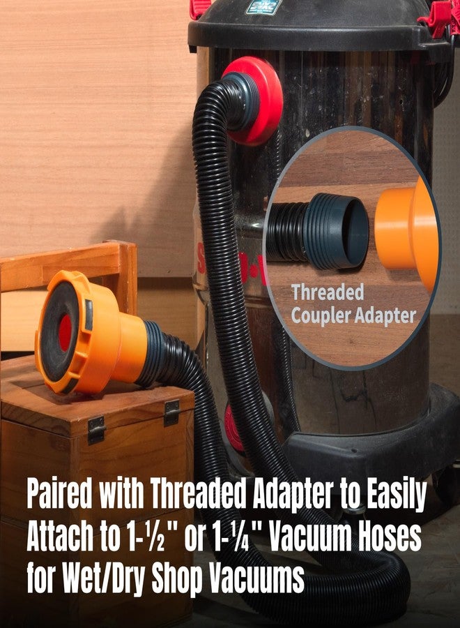 باورتيك مجموعة تجميع الغبار بخرطوم المكنسة الكهربائية POWERTEC 70510 بطول 10 أقدام مع 5 وصلات، ومخفض مخروطي الشكل، ومحول منفذ غبار سريع التوصيل لأدوات النجارة الكهربائية، والمكانس الكهربائية المنزلية، والمكانس الكهربائية الرطبة/الجافة. - Image 2