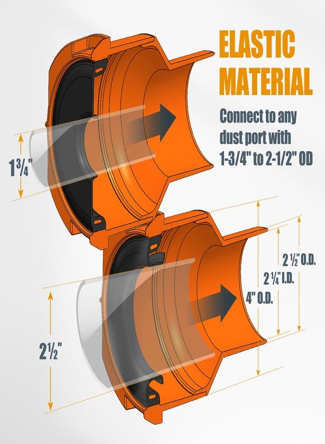 باورتيك مجموعة تجميع الغبار بخرطوم المكنسة الكهربائية POWERTEC 70510 بطول 10 أقدام مع 5 وصلات، ومخفض مخروطي الشكل، ومحول منفذ غبار سريع التوصيل لأدوات النجارة الكهربائية، والمكانس الكهربائية المنزلية، والمكانس الكهربائية الرطبة/الجافة. - Image 4