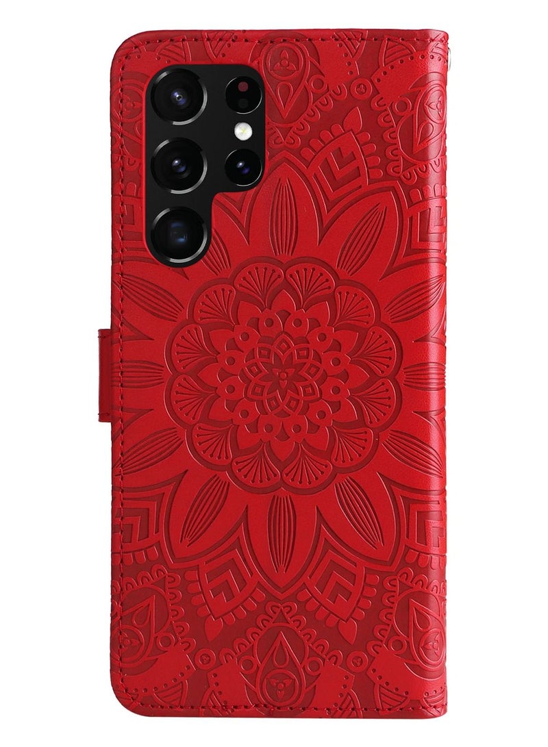 Suteni Heat Embossed Flip Cover Card Slots Leather Phone Case for Samsung - Image 2