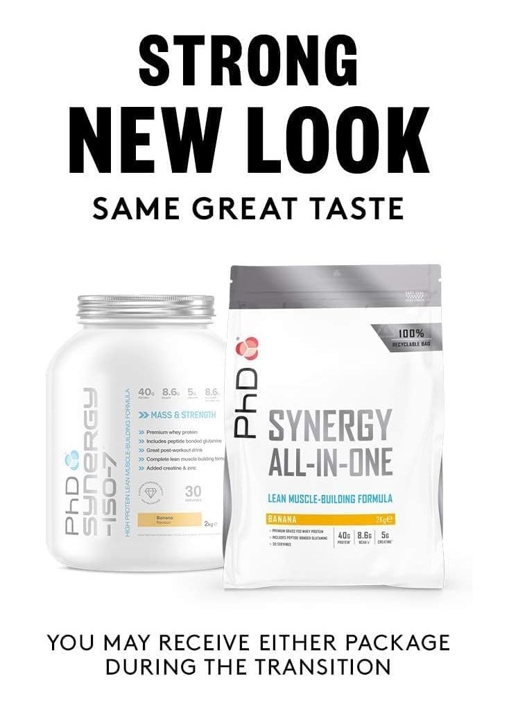PhD Synergy All in one Lean Muscle Building Protein, Vanilla Creme Flavour, Premium Whey Protein, 3000mg of Creatine Monohydrate, 30 Servings 36g Protein  - Image 2