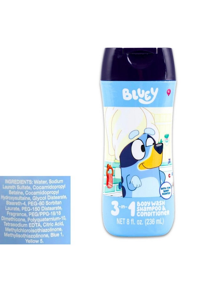 Bluey Kids Shampoo, Conditioner, Body Wash 8 Oz Bottle - Bundle with 3-in-1 Berry Scented Body Wash, Shampoo & Conditioner Plus Stickers | Bluey Bathroom Set - Image 2