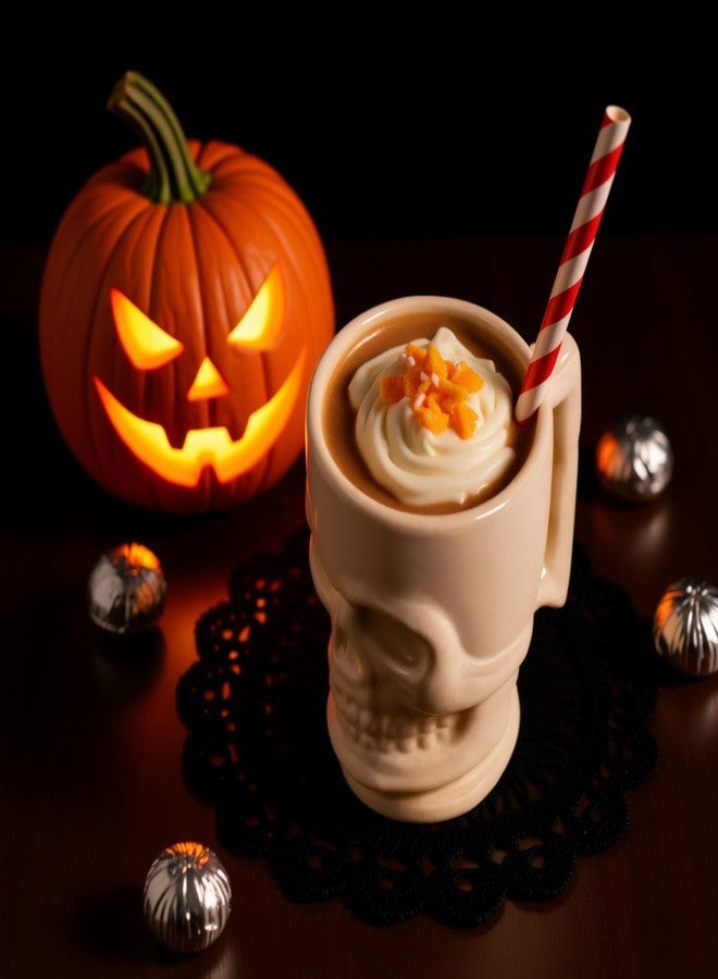 Goodscious Human Skull Coffee Mug & Gothic Decor, Novelty Ceramic Cup for Hot & Cold Drinks, Unique Coffee Mugs for Halloween Cup, Witchy Home Decor, Men & Women Goth Gifts for Kitchen, Office & Home Use, 17 oz - Image 2