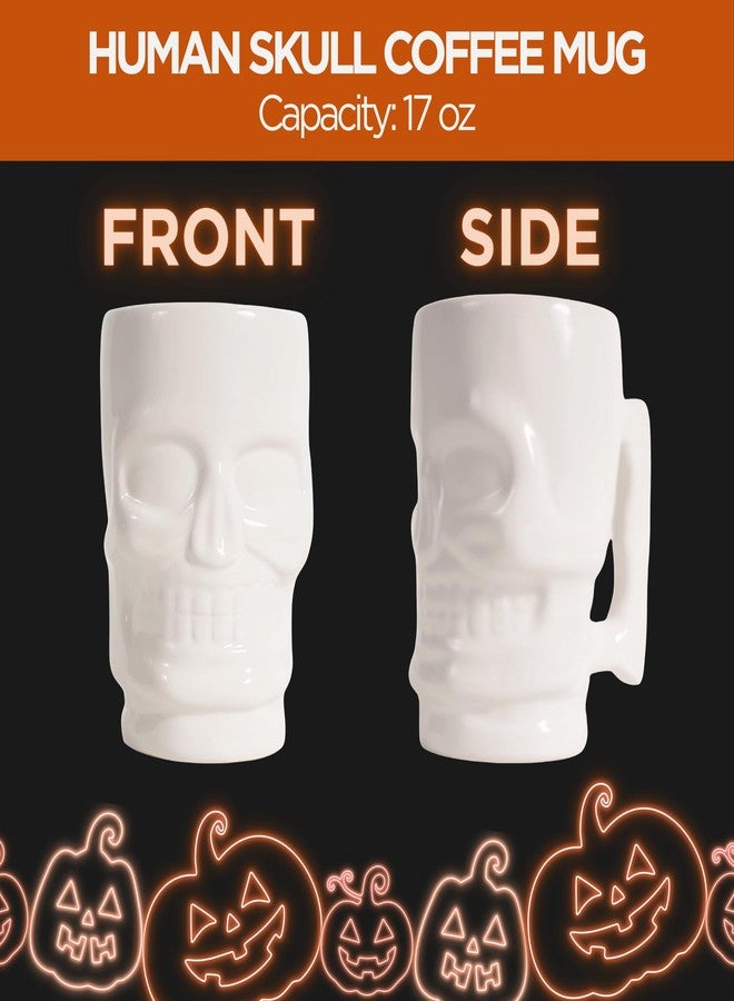 Goodscious Human Skull Coffee Mug & Gothic Decor, Novelty Ceramic Cup for Hot & Cold Drinks, Unique Coffee Mugs for Halloween Cup, Witchy Home Decor, Men & Women Goth Gifts for Kitchen, Office & Home Use, 17 oz - Image 3