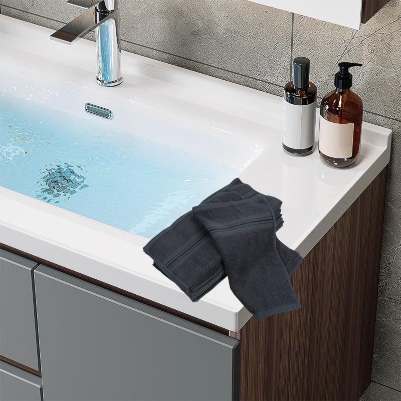 Dark Grey Cotton Face Towels 12 Pack Soft Absorbent 34x34cm For Bathroom Spa Facial - Image 5