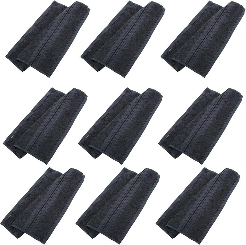 Dark Grey Cotton Face Towels 12 Pack Soft Absorbent 34x34cm For Bathroom Spa Facial - Image 1