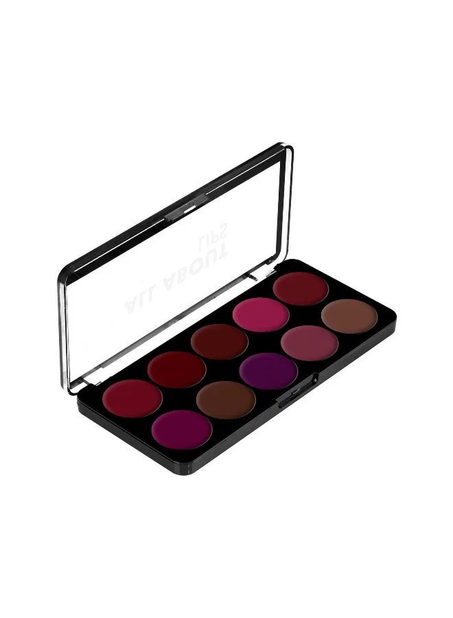 سويس بيوتي Swiss Beauty All About Lip Palette With 10 Pigmented Colors |Creamy Matte Finish Lip Colors Lipstick |Travel Friendly Lip Palette | Multicolor-03, 12gm