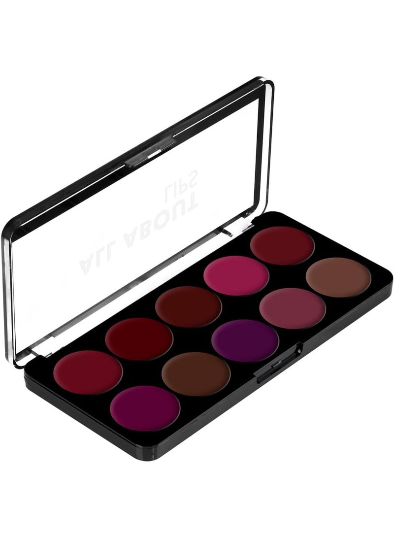 Swiss Beauty All About Lip Palette With 10 Pigmented Colors |Creamy Matte Finish Lip Colors Lipstick |Travel Friendly Lip Palette | Multicolor-03, 12gm - Image 3