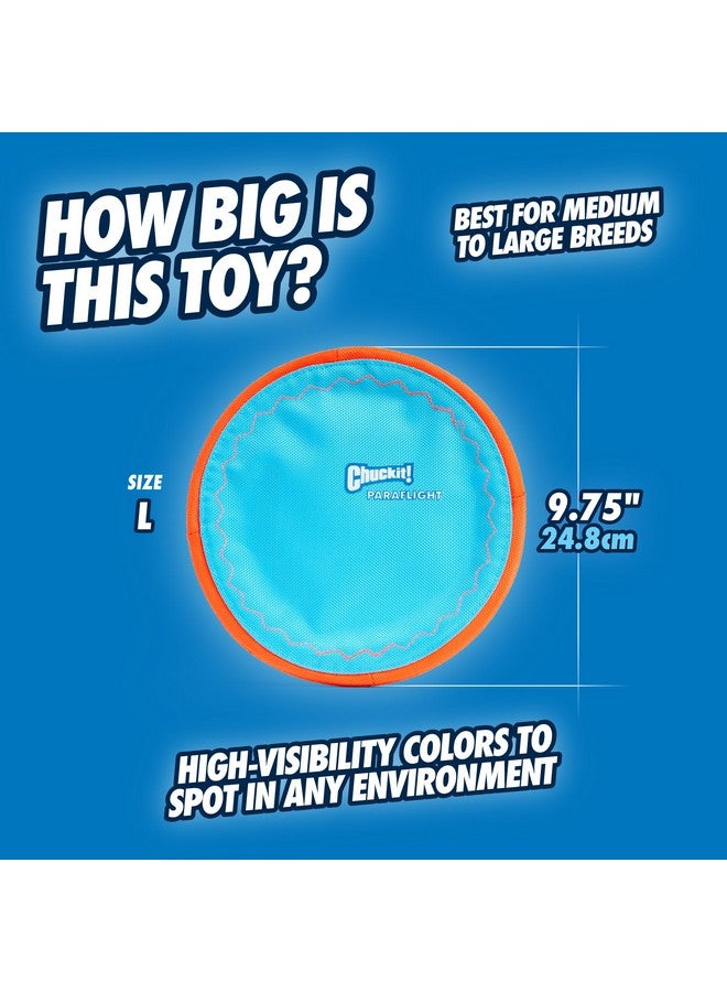تشاكيت! لعبة تشاكيت! بارافلايت فلاينج ديسك للكلاب - طائرة مائية عائمة - مصنوعة من النايلون المتين وحواف مطاطية ناعمة - للكلاب المتوسطة والكبيرة - مقاس كبير - 9.75 بوصة طول × 9.75 بوصة عرض - عبوة من قطعة واحدة - Image 3