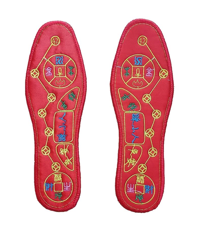 Seven Star Footbed Breathable Anti Odor Sweat Absorbing Handmade Red Cross Stitched Winter Model Size 36 - Image 3