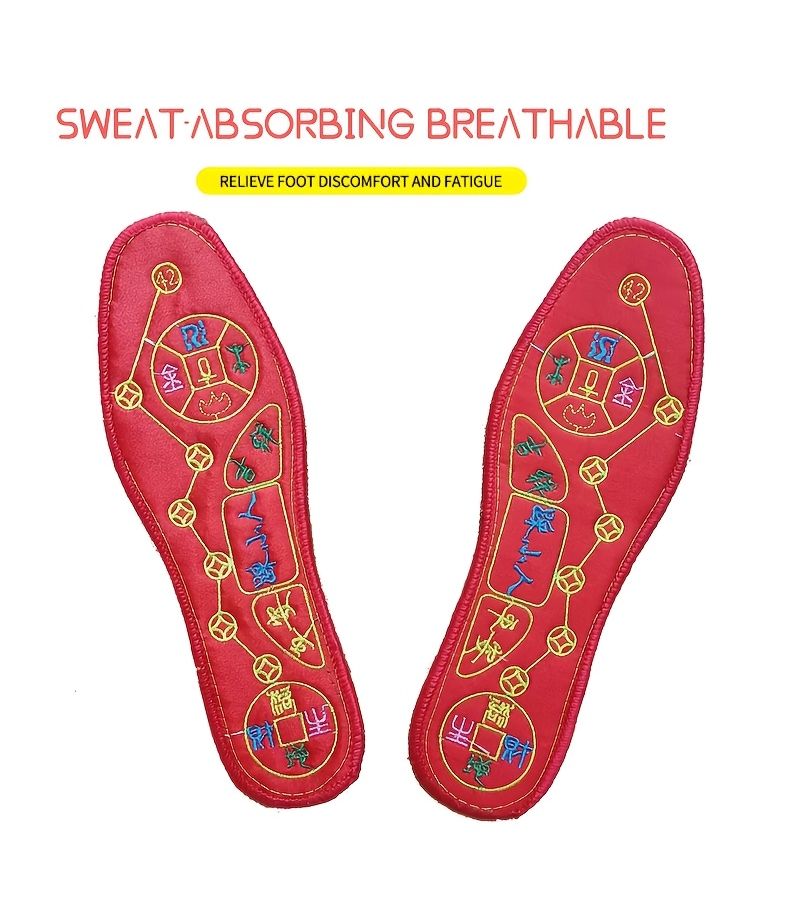 Seven Star Footbed Breathable Anti Odor Sweat Absorbing Handmade Red Cross Stitched Winter Model Size 36 - Image 1
