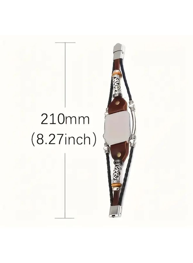 Black Retro Leather Watch Band for Apple Watch Ultra SE 3 4 5 6 7 8 Water Resistant - Image 2