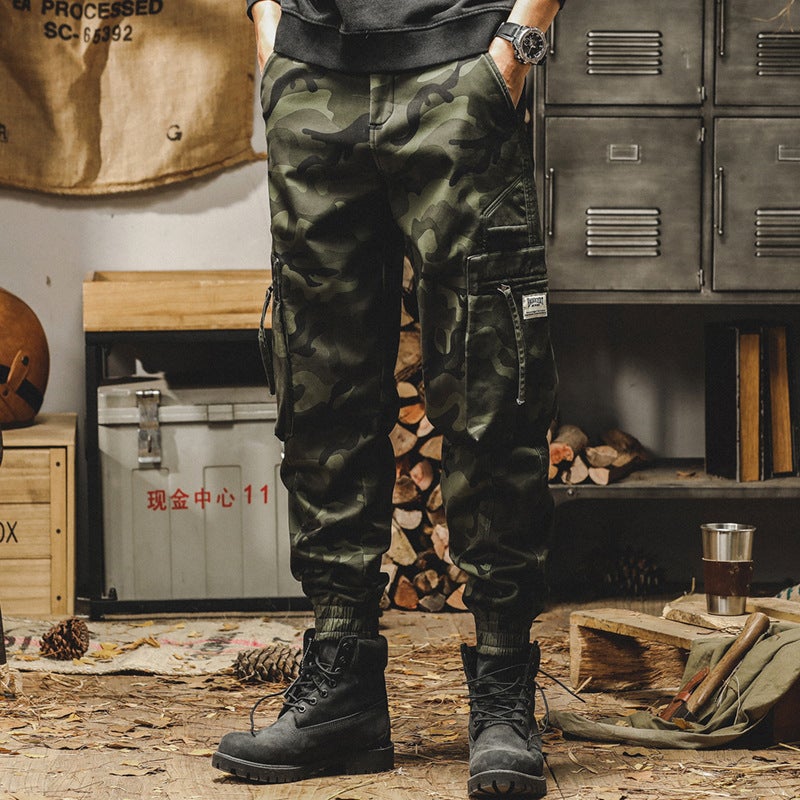 American-style heavy fleece-lined casual pants mens spring fashion brand loose straight spring and autumn fashion camouflage overalls men Khaki fleece-lined - Image 4
