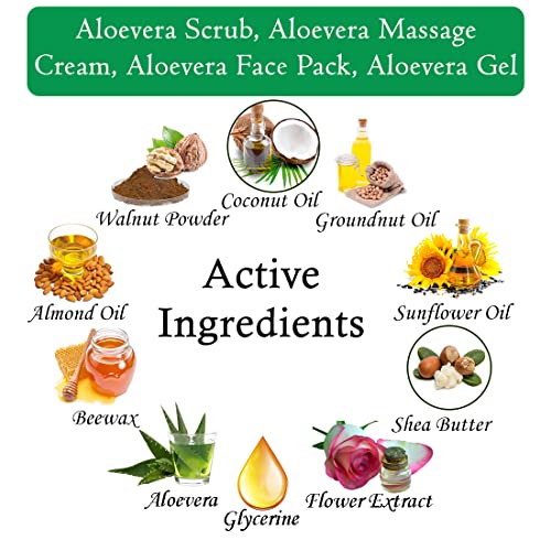 Herbdiva Aloevera Facial Scrub, Gel, Cream & Pack 500GM Each Pack of 4 - Image 4