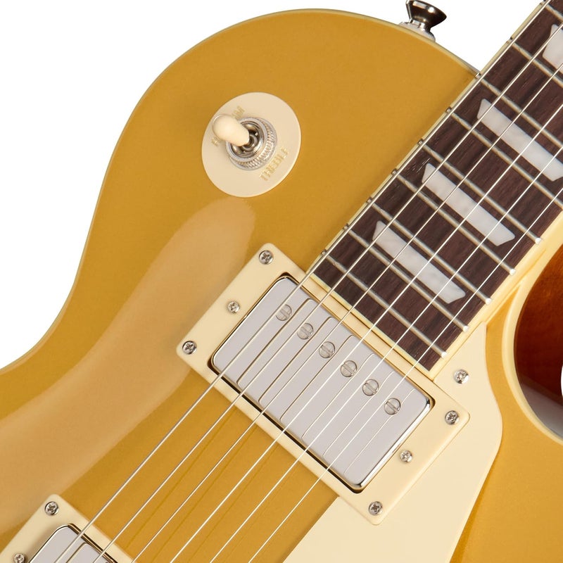 Epiphone Inspired by Gibson Les Paul Standard 50s Electric Guitar, Gold Top with Gig Bag - Image 2