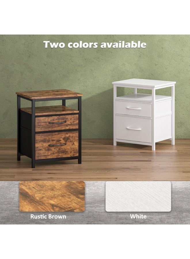 NEWLAN Modern Nightstand Bedside Table- Sturdy Frame, 2 Drawers & Open Shelf, End Table with Impact-Resistant Corner, Ideal for Bedrooms, Living Rooms. 49.5*35*30cm - Image 3