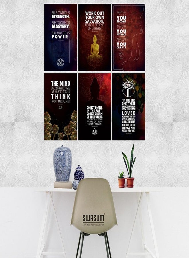 SWASUM Lord of Buddha Wall Poster for Decoration, Spiritual Inspirational Quotes for Home, Office, Bedroom, Living Room, Dining Room, Kitchen, Bathroom, Yoga, Meditation, Pack Of 06 (Vinyl Slef-Adhesive) - Image 2