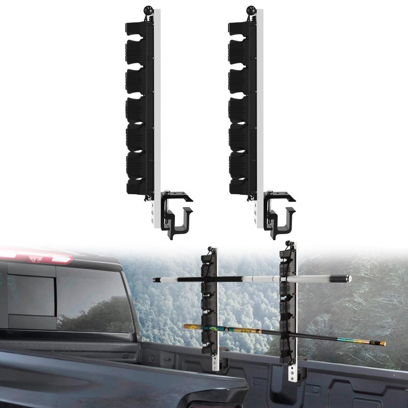 GADFISH Fishing Rod Holder for Truck Bed, Hold 6 Fishing Rods at Once, Adjustable Fishing Rod Holder Fits Most Fishing Rods, 2 Mounting Options - Image 1
