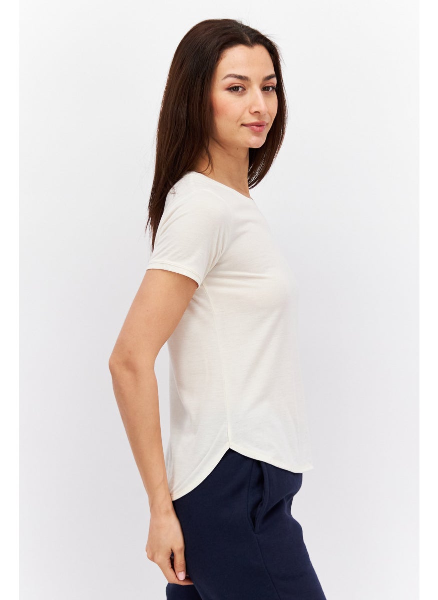 Adidas Women Regular Fit Short Sleeve Training T-Shirts, Cream  - Image 2
