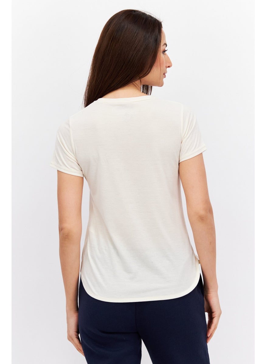 Adidas Women Regular Fit Short Sleeve Training T-Shirts, Cream  - Image 4