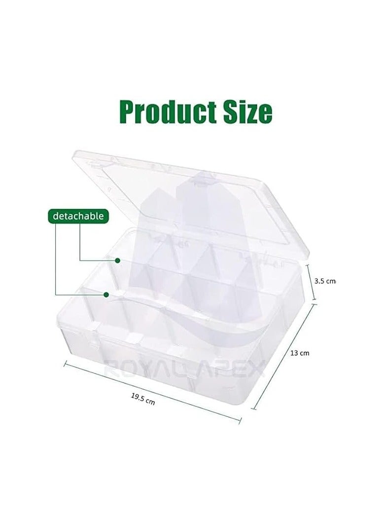 erorex PVC Compartment Container, Bead Storage Organizer Box Case with 12 Grids Adjustable & Removable Dividers for Jewelry Craft Tackles Tools, Screw Etc. (ONLY BOX) (PACK OF 2)  - Image 2