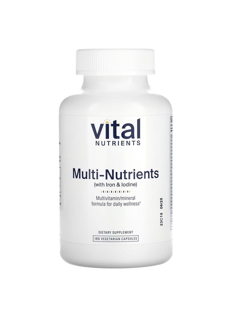 Vital Nutrients Multi-Nutrients (with Iron & Iodine), 180 Vegetarian Capsules