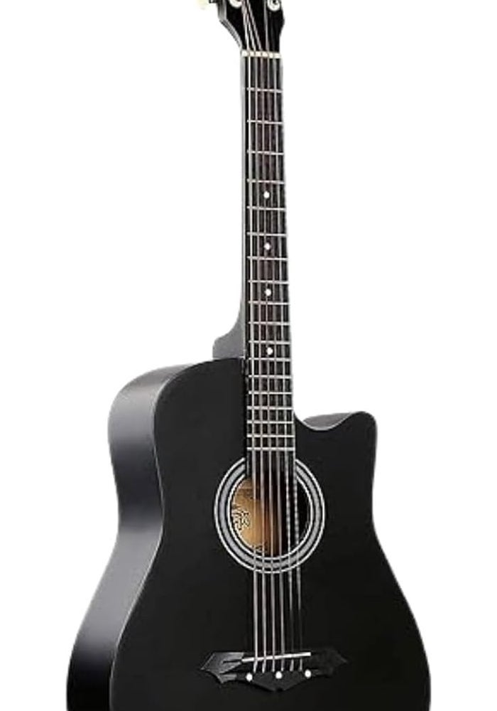 MegArya Acoustic Guitar 38 Inch Beginner Combo With Bag, Capo, Picks, Pick Guard, Pick Holder And Strap (Black) - Image 2