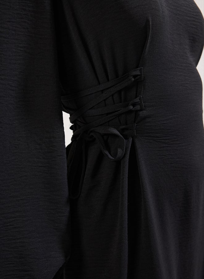 trendyol Black Judge Collar Waist Brit Aerobin Woven Dress - Image 3