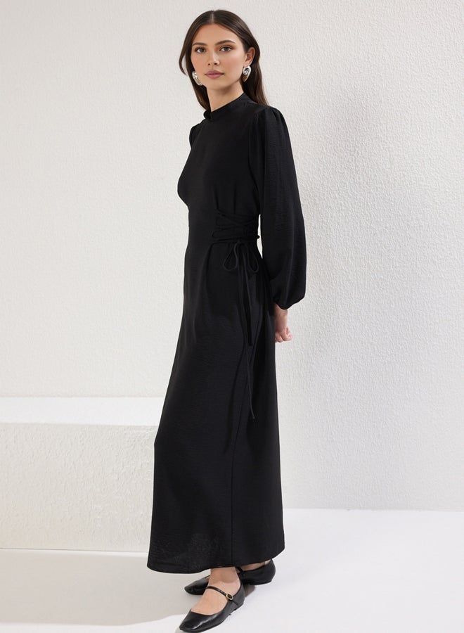 trendyol Black Judge Collar Waist Brit Aerobin Woven Dress - Image 2