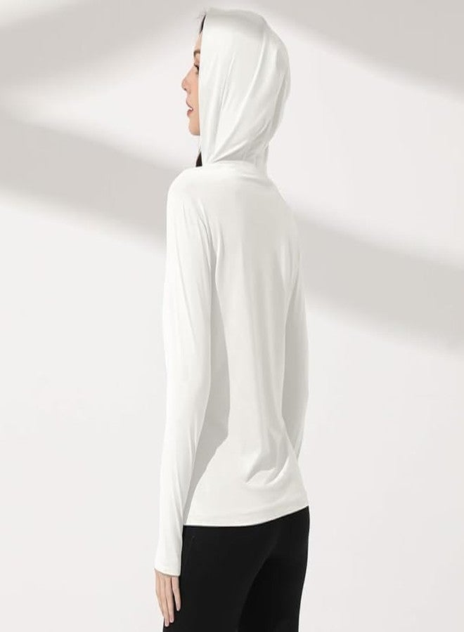 Alexvyan Size-L White Full Length Women's UV & Sun Protection Jacket with 4 Pocket, Lightweight Summer Sun Screen Hoodie, UPF 50+ Protection for Outdoors, Long Full Zipper Jacket- FIT 50-65 KG - Image 4