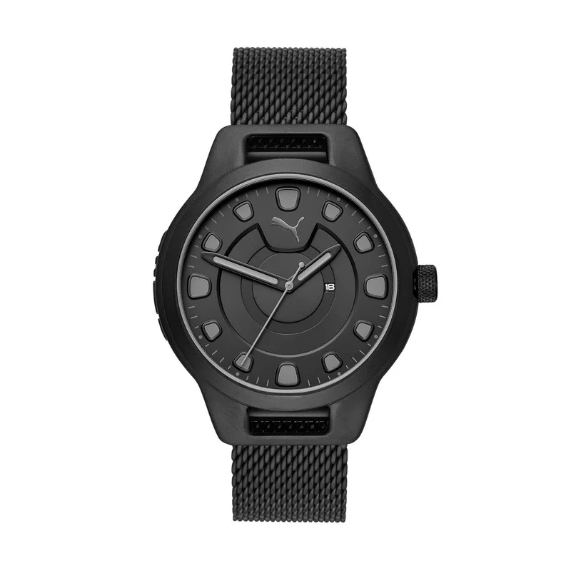 PUMA Reset V1 Analog Quartz Watch for Men With Black Stainless Steel Band- 3 ATM - PU P5007