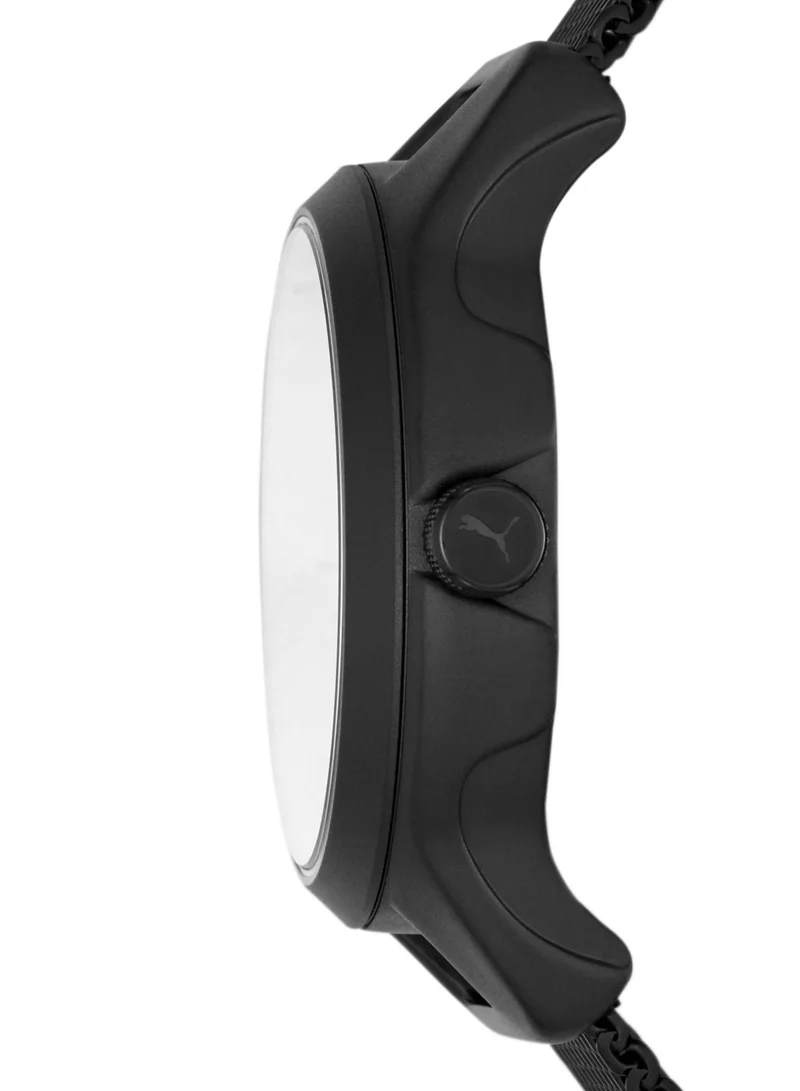 PUMA Reset V1 Analog Quartz Watch for Men With Black Stainless Steel Band- 3 ATM - PU P5007
