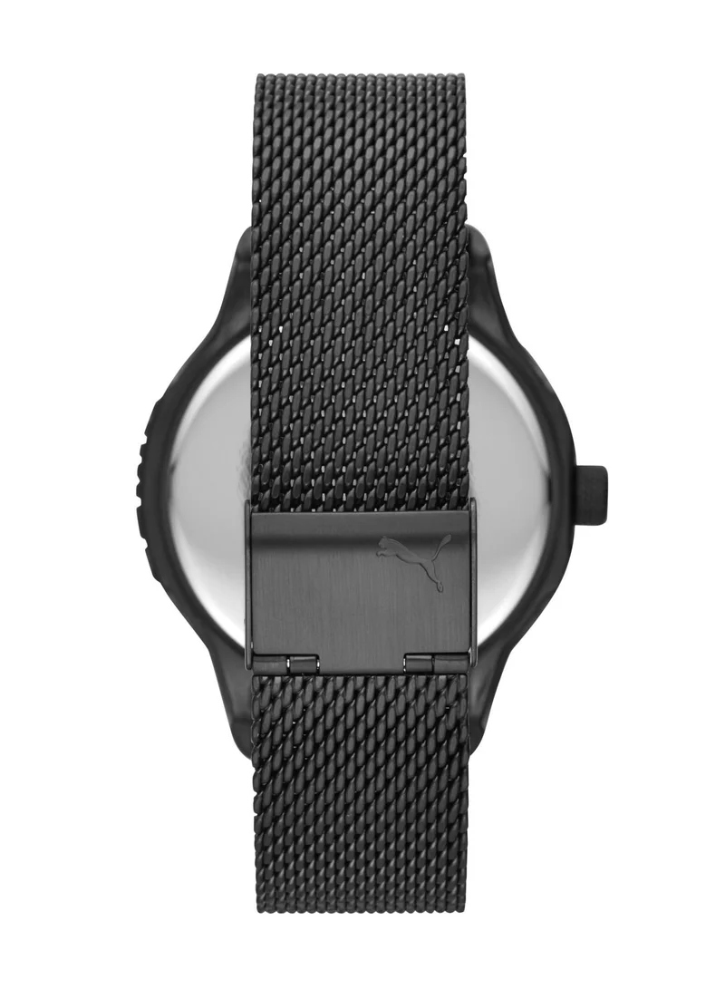 PUMA Reset V1 Analog Quartz Watch for Men With Black Stainless Steel Band- 3 ATM - PU P5007