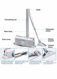 Y&D Door Closer, Automatic Hydraulic Adjusting Silent Soft Slow Slam Gate Closer Overhead Concealed Aluminium for 35-65kg 70-110cm Wide Wooden Metal Fire Internal External  - Image 2