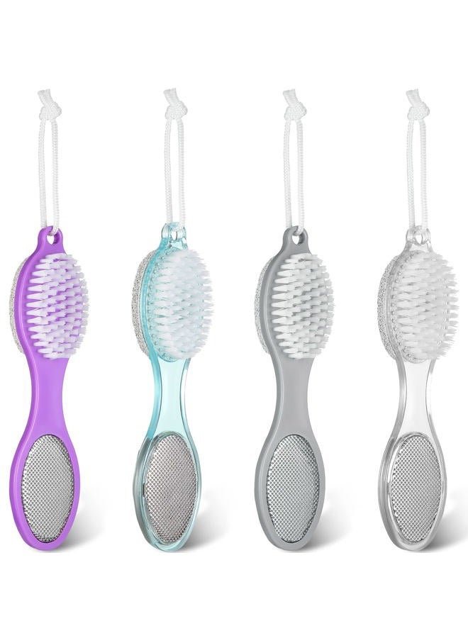 Sieral 4 Pieces 4 in 1 Feet Pedicure Tools, Foot Scrubber Brush Foot File Callus Remover, with Grinding Pumice, Cleaning Brush, Foot File and Rubbing Footplate, for Women Men Home Foot Care - Image 1