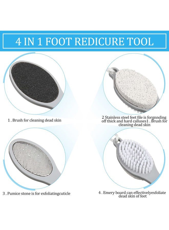Sieral 4 Pieces 4 in 1 Feet Pedicure Tools, Foot Scrubber Brush Foot File Callus Remover, with Grinding Pumice, Cleaning Brush, Foot File and Rubbing Footplate, for Women Men Home Foot Care - Image 3