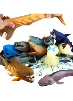 ValeforToy Ocean Sea Animal 8 Inch Rubber Bath Toy Set(8 Pack Random) Super Stretches Material Tpr Some Kinds Can Change Colour Valefortoy Floating Bathtub Toy Party Shark Octopus Figure  - Image 1