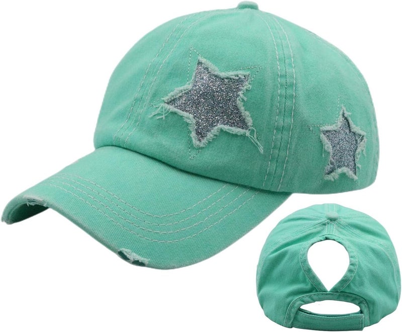ProMindFun Womens Pony Hat High Ponytail Baseball Cap Girls Messy Bun Caps Camouflage Trucker Bad Hair Day Adjustable Dad Hat - Image 1